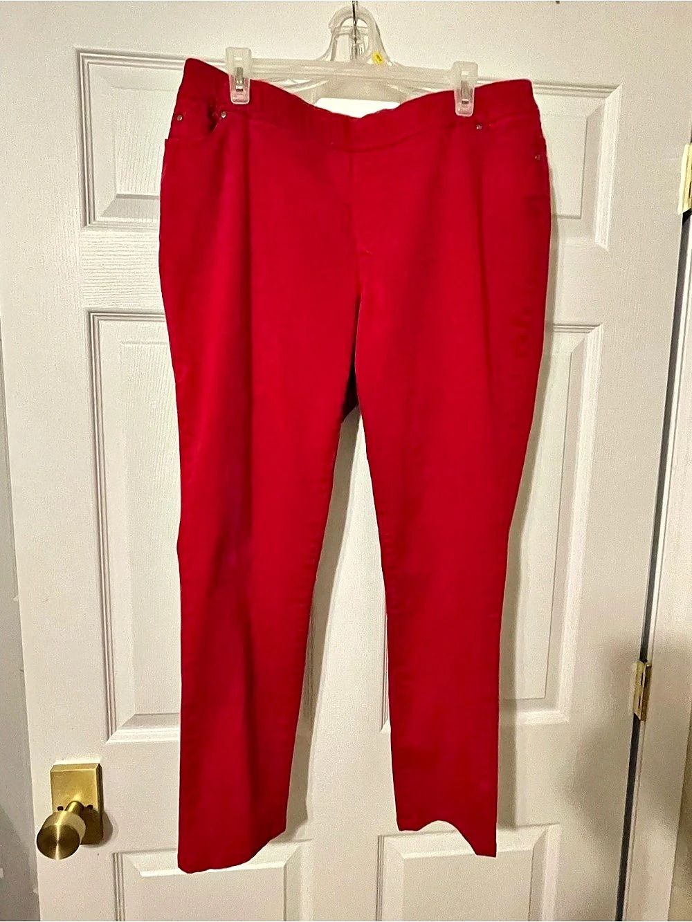 Kim Rogers Millennium Pull-On Pants Red Skinny Jeans Size 14W